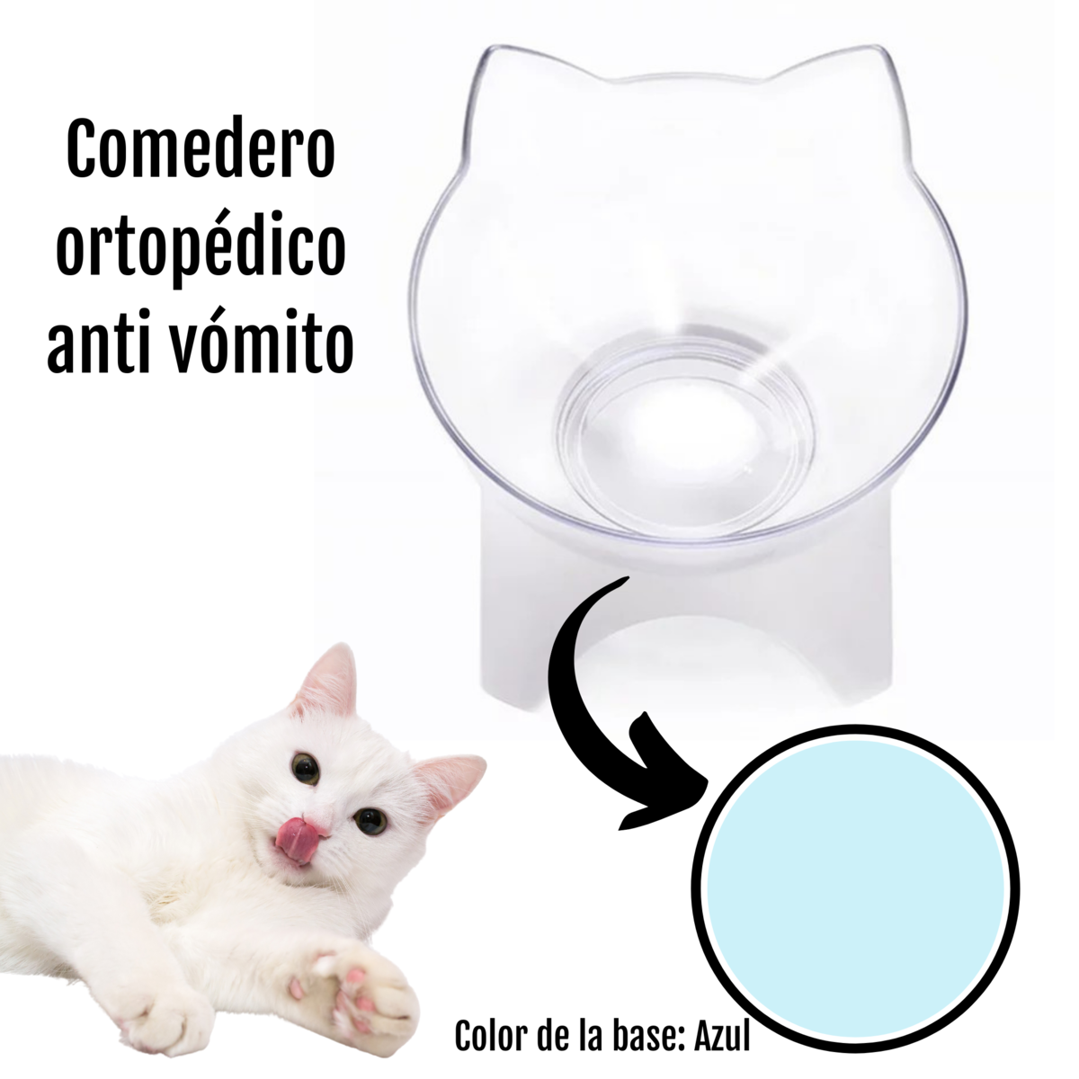 Comedero Ortopedico Anti Vomito Para Gato 13 Cm
