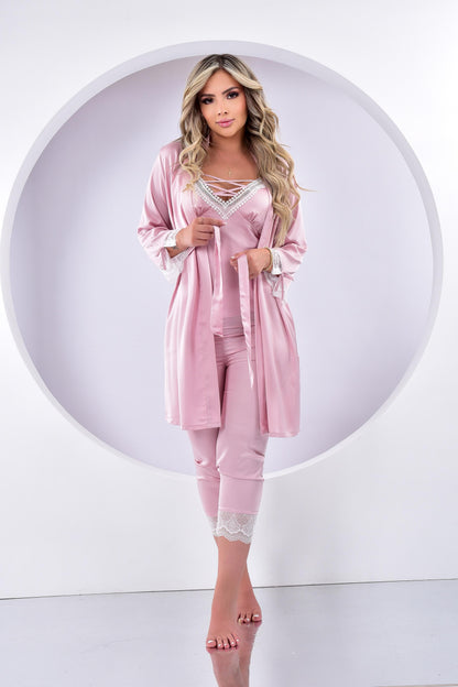Pijama Para Dama Cinco Piezas Seda Fria