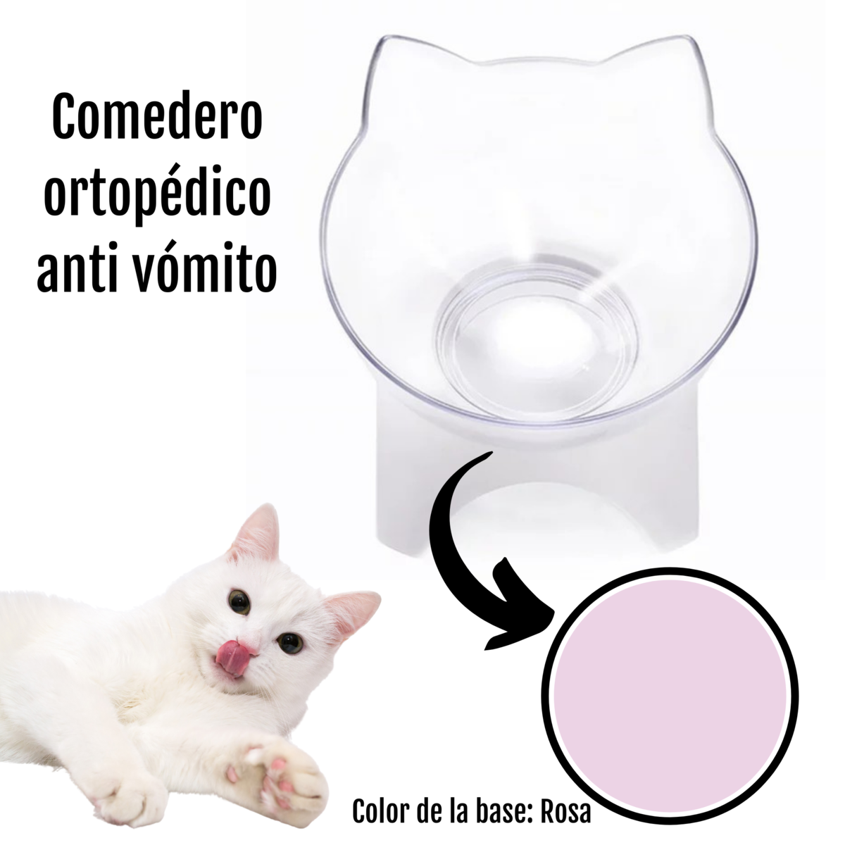 Comedero Ortopedico Anti Vomito Para Gato 13 Cm